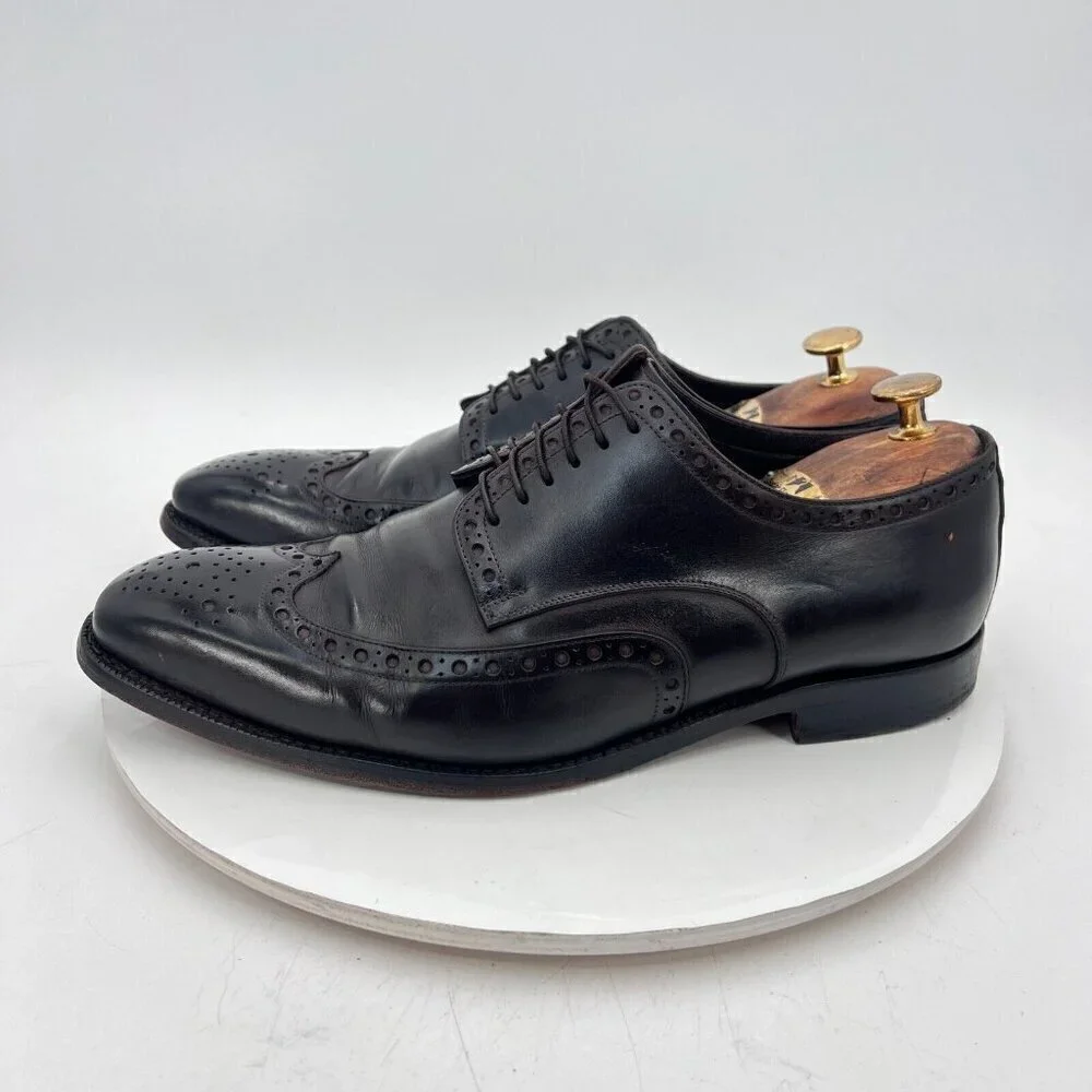 Allen Edmonds Tresana Men Size 9.5EEE Black Leather Wingtip Derby Dress Shoes